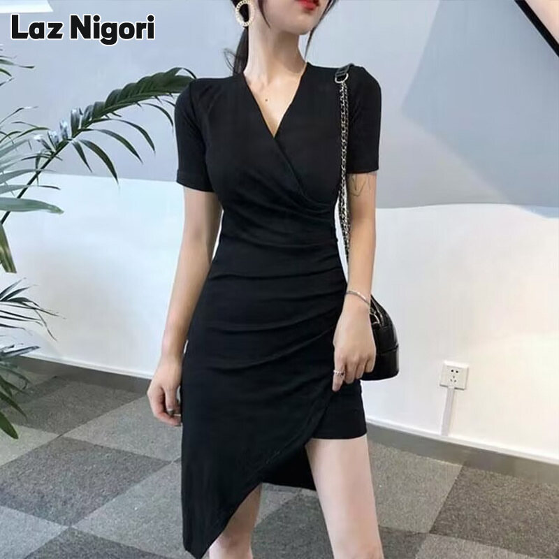 Laz nigori đầm chữ a bó sát hông không đều cổ chữ v gợi cảm thời trang cho nữ