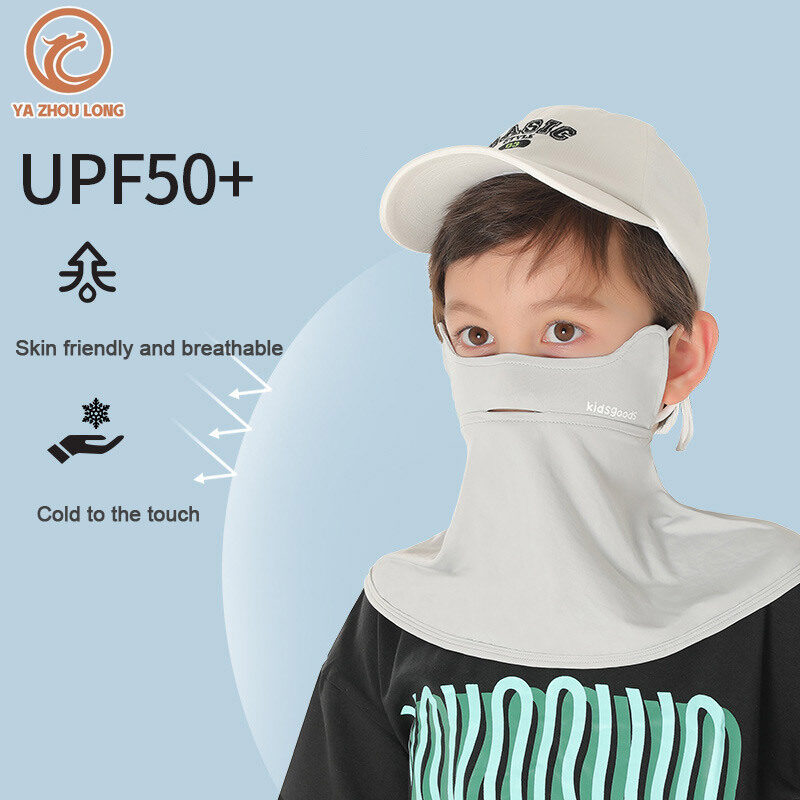 YA ZHOU LONG dài trẻ em Lụa băng Mặt nạ chống nắng góc mắt dù để che nắng UV chống tia cực tím sương mũi Khăn choàng che mặt nạ