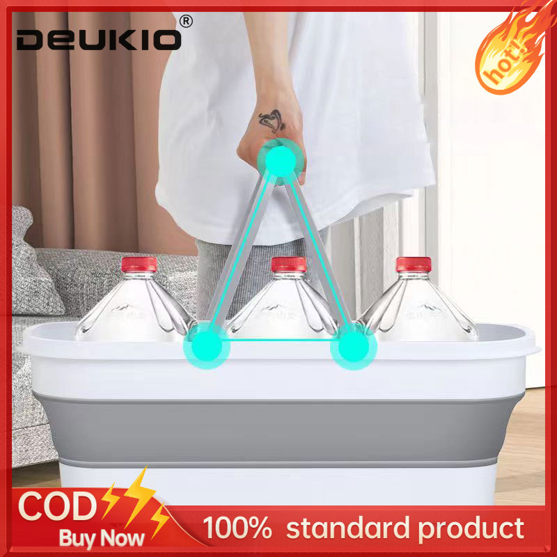 DEUKIO Camping for the school season, large foldable storage bucket, bathroom laundry storage bucket, mop bucket ราคา 146 บาท*ส่งฟรี