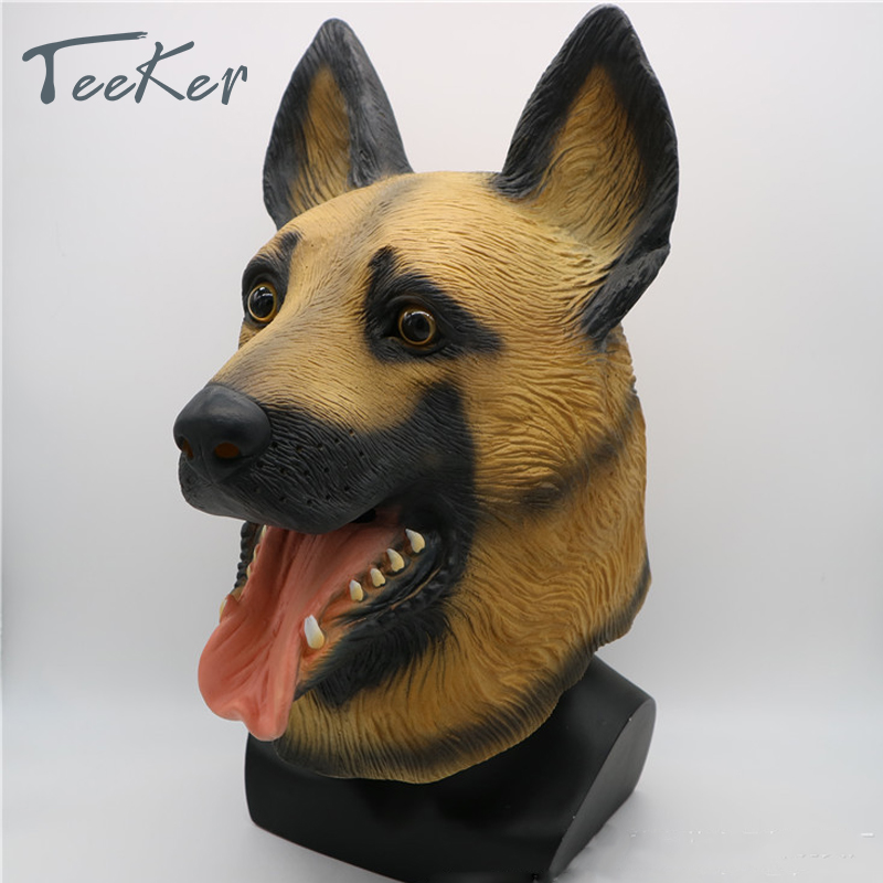 Teeker Dog Head Mask Halloween Party Dog Costume Emulsion Underdog Latex Animal Headwear (German shepherd) ราคา 434 บาท*ส่งฟรี