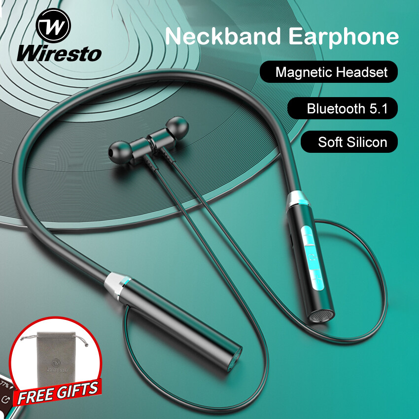 Wiresto Bluetooth Earphone Neckband Bluetooth Headset with Mic In Ear Headphone 🎧 Design Soft Memory Silicone Anti-Sweat Sport Earphones HD Stereo Headset 20H Music Playing Fast Charging Support up to 32G Micro SD Card ราคา 158 บาท*ส่งฟรี