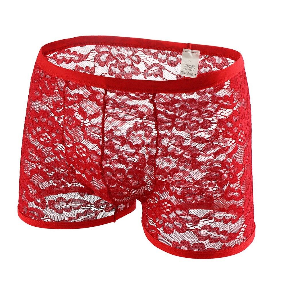 Quần lót boxer xuyên thấu gợi cảm cho nam quần lót tam giác, quần đùi ren quần lót