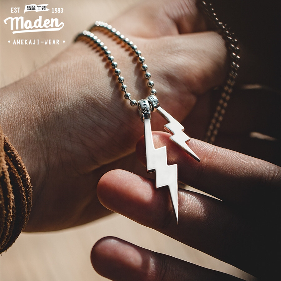 Maden Thương hiệu dụng cụ phong cách nam thanh niên Retro Ấn Độ sét 925 Sterling Vòng cổ bạc thiết kế cảm giác không phai hip-hop đường phố cậu bé thanh niên thủy triều trang sức mặt dây chuyền đôi mát mẻ