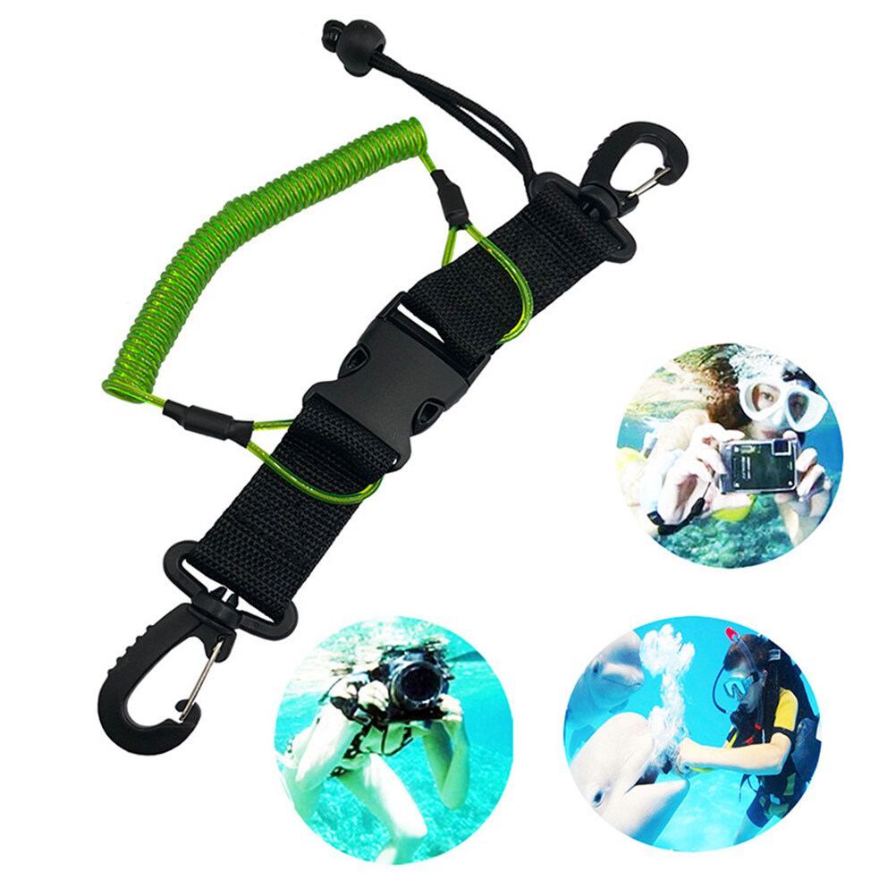 Heavy Duty Scuba Diving Lanyard Stainless Steel Carabiner Clips Quick ...