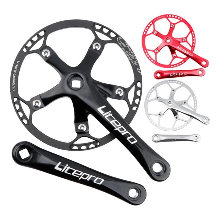 Litepro bộ giò dĩa xe đạp tích hợp với bánh xích đơn vòng xích trục khuỷu 130bcd 45t 47t 53t 56t 58t 130mm cho phụ tùng xe đạp gấp