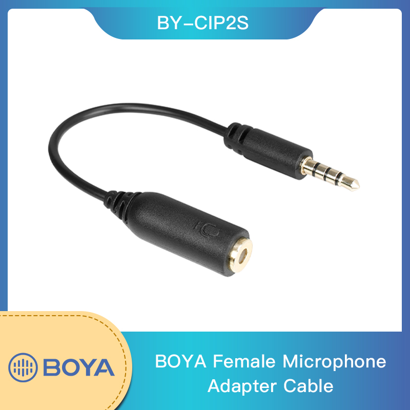 Boya by-cip2 điện thoại thông minh đầu chuyển âm thanh nữ 3.5mm trs sang bộ chuyển đổi trrs 3.5mm nam