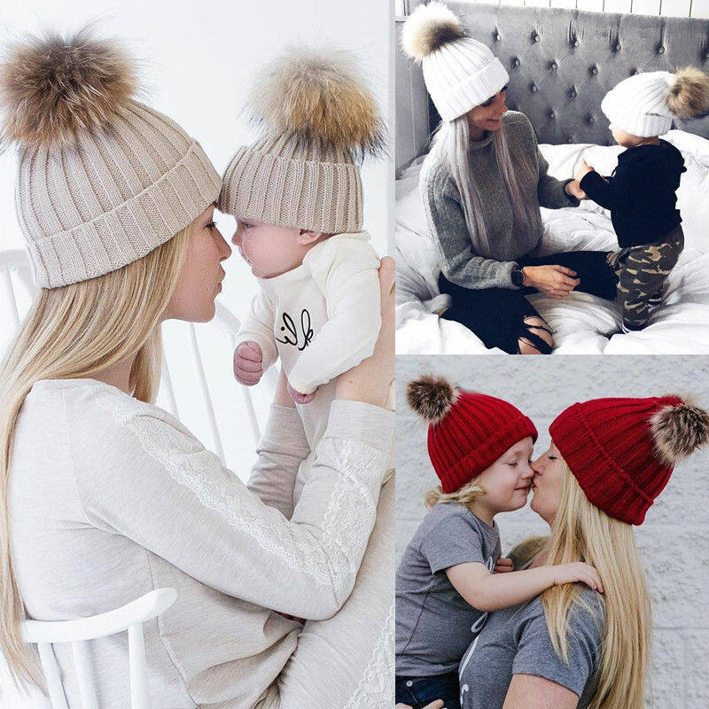 Mũ Len Beanie Ấm Áp Cho Bé Gái, Nón Kết Hợp Với Mẹ Và Con Gái, Kraiefs