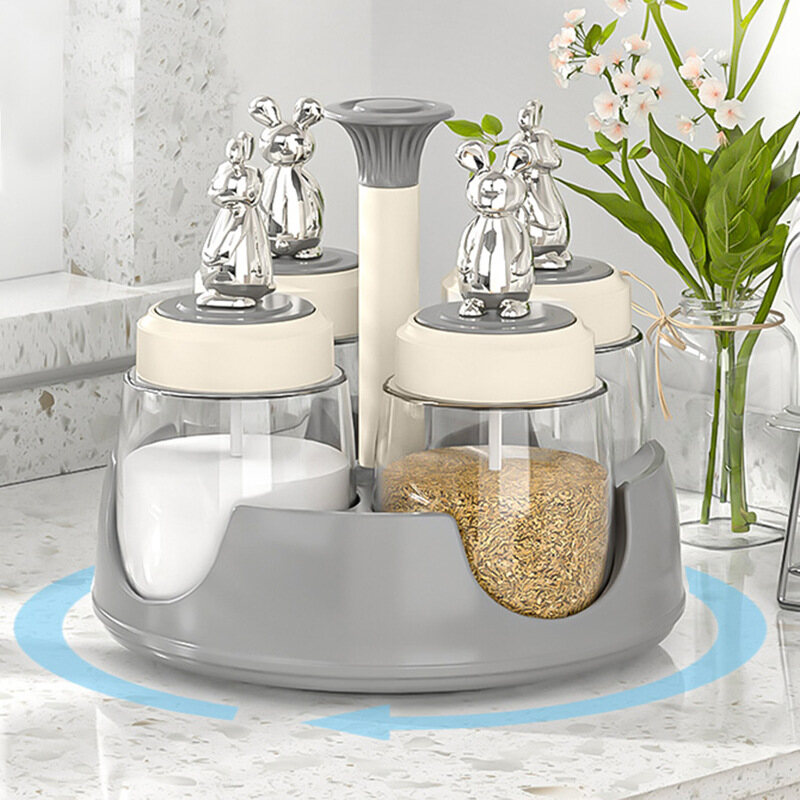 Lọ gia vị xoay bộ lọ đựng gia vị muối và hạt tiêu dụng cụ nấu ăn giá đựng gia vị nhà bếp