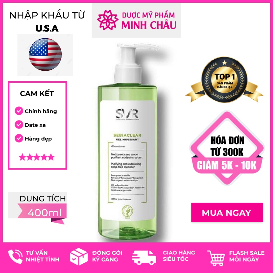 Sữa rửa mặt svr 400ml cho da nhạy cảm