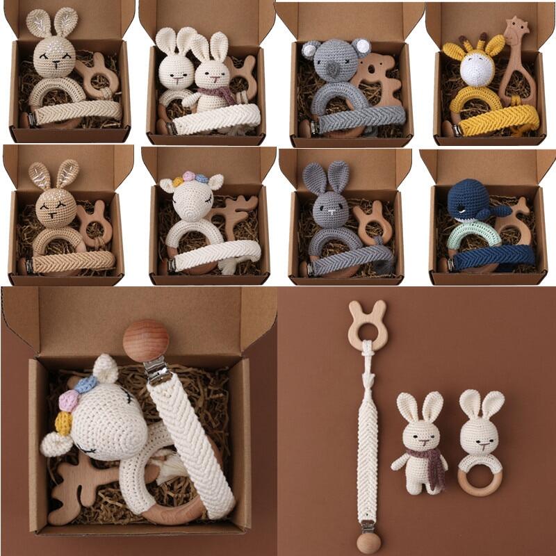 1 Bộ Crochet Bunny Vòng ngậm mọc răng cho bé Rattle an toàn sồi đồ chơi