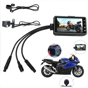 ราคา3 \"LCD กล้องสำหรับรถจักรยานยนต์มอเตอร์ไซด์ Dash กล้องบันทึก DVR G - เซ็นเซอร์มอเตอร์ Dash CAM 720 P Dual - Track ด้านหน้าด้านหลัง Recorder