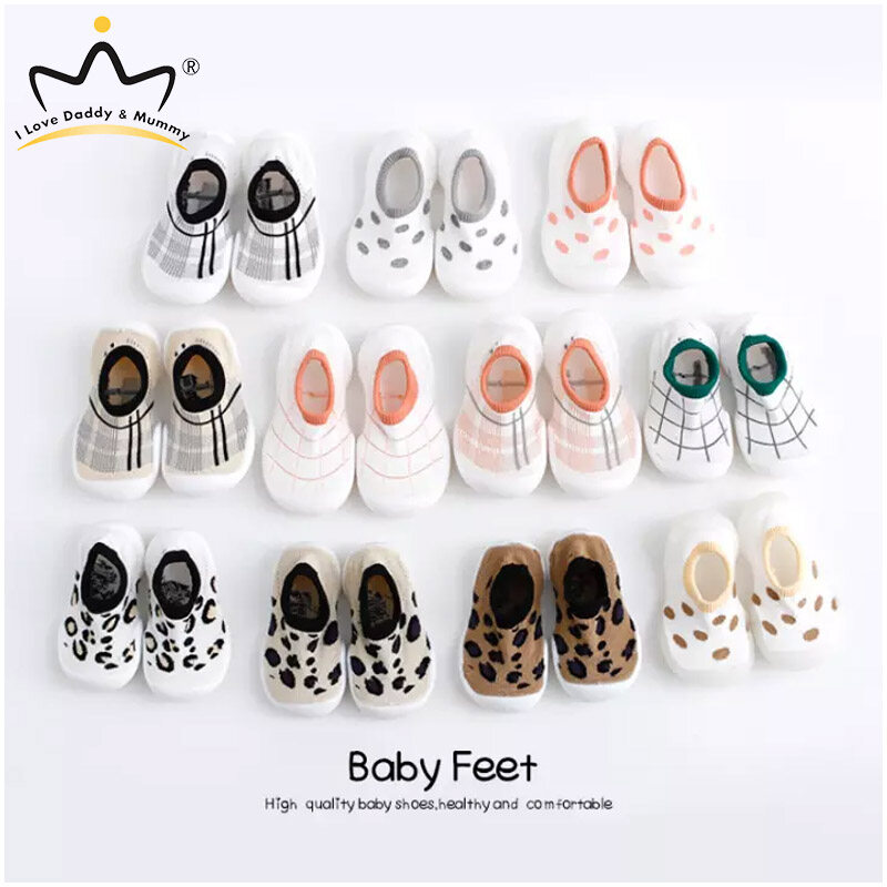 Leopard Baby Shoes Flats Soft Silicone Sole Anti Slip Newborn Walking