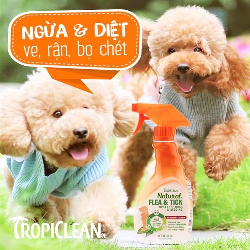 Tropiclean flea and tick xịt chống ve rận cho chó