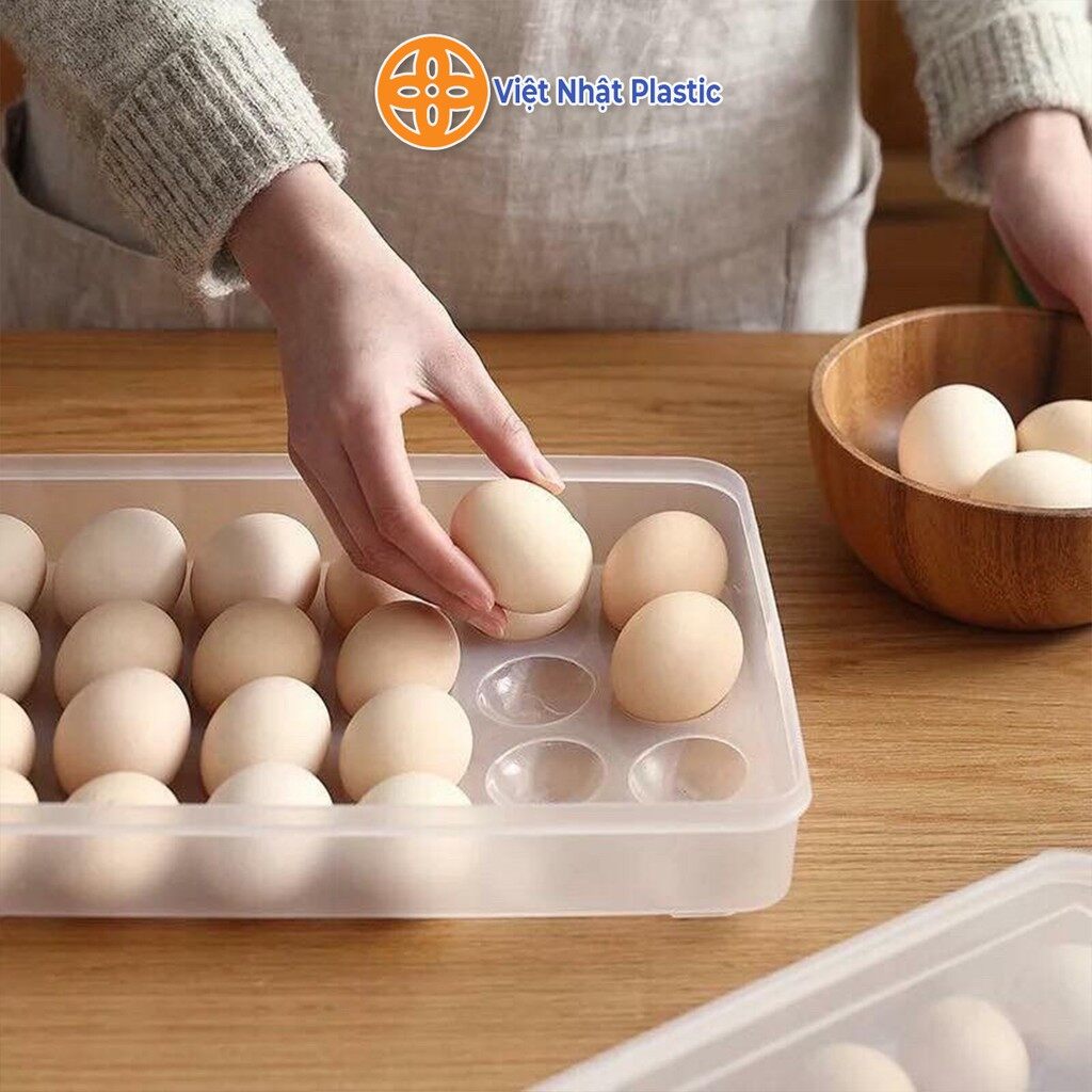 Khay đựng trứng 24 ngăn có nắp đặt tủ lạnh