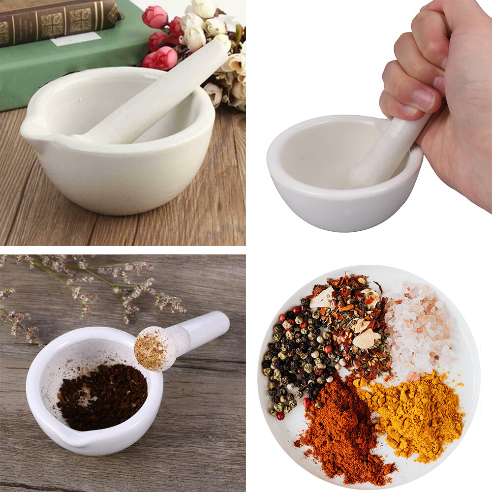 Cmptr1 cối xay thảo mộc nhỏ cầm tay màu trắng cối xay cối gốm cối xay gia vị cối xay