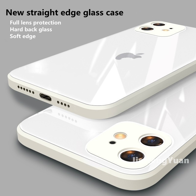 Ốp kính cường lực iphone cạnh vuông silicon lỏng cho iphone 13 12 11 pro max xr xs max 7 8 plus ốp bảo vệ máy ảnh ốp cứng viền mềm
