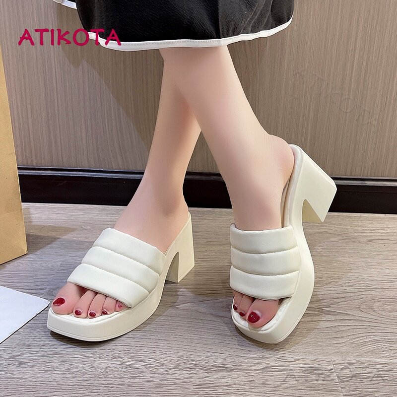 Atikota Giày Sandal Nữ Gót Thời Trang Mềm Mại Thoải Mái Thời Trang Đơn