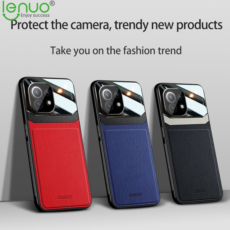 LENUO Ốp Sang Trọng Mới Cho Xiaomi Mi 11 / Mi 11 Pro/Mi 11 Ultra / Mi 11 Lite & Mi 11 Lite 5G NE Ốp Lưng Bảo Vệ Máy Ảnh Bằng Da PU Ốp Điện Thoại