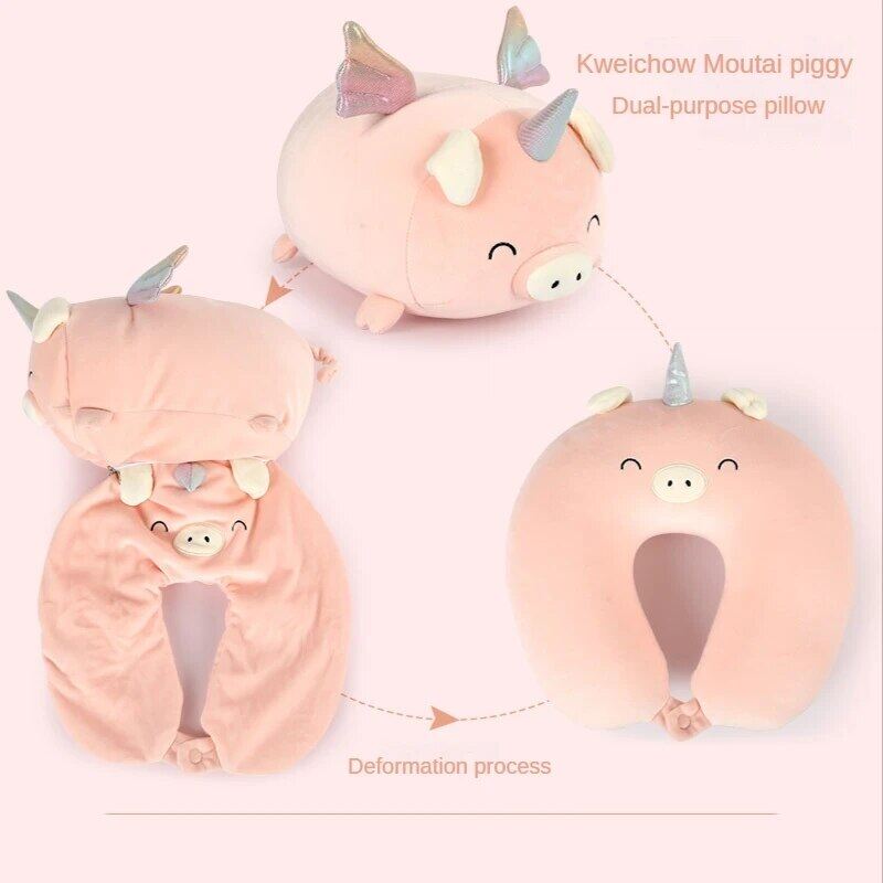 Gối kê cổ du lịch hình chữ U gối nhung dễ thương Penguin massage cổ Gối ngủ Gối máy bay cổ tử cung chăm sóc sức khỏe bộ đồ giường gối du lịch