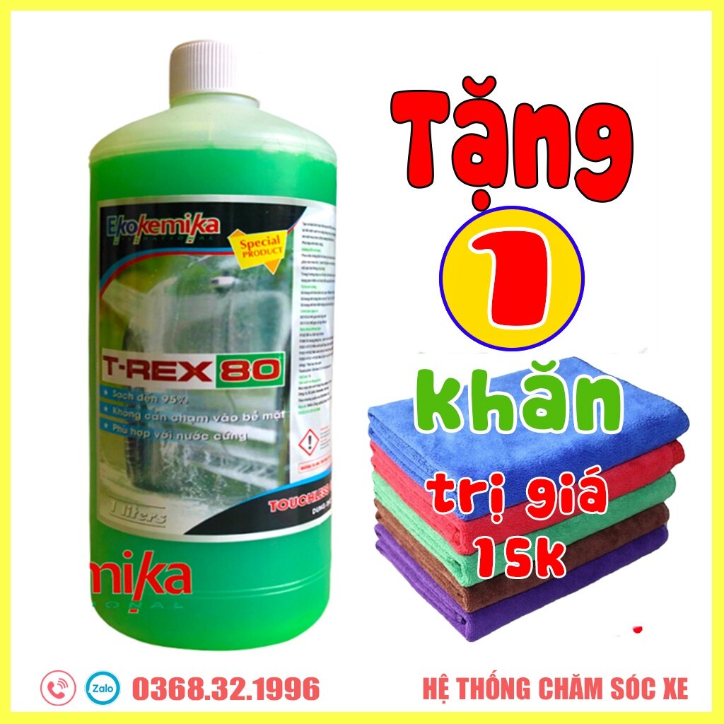 Dung dịch rửa xe không chạm, nước rửa xe ô tô, xe máy t-rex80 - 1l tặng 01 khăn lau đa năng