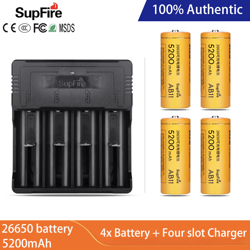 SUPERFIRE Đèn pin AB11 Mạnh Mẽ Ánh Sáng Đèn Pin Công Suất Cao 26650 Li-Ion Pin Sạc 5200MAh 3.7V/4.2V đèn pin sạc điện