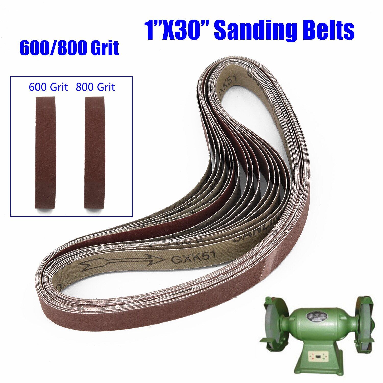 15pcs 25 762mm Abrasive Sanding Belts Band 600 800 1000 Grit Sander Belts