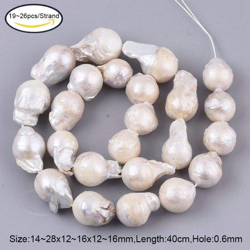 1strand Natural Baroque Pearl Keshi Pearl Beads Strands Cultured Freshwater Pearl Rectangle Seashell Color For Jewelry Making