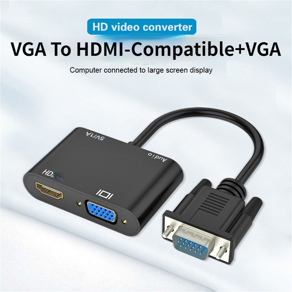 Bộ chuyển đổi tương thích vga sang hdmi bộ chia vga với bộ chuyển đổi âm thanh 3.5mm cho máy chiếu máy tính hdtv nhiều cổng vga