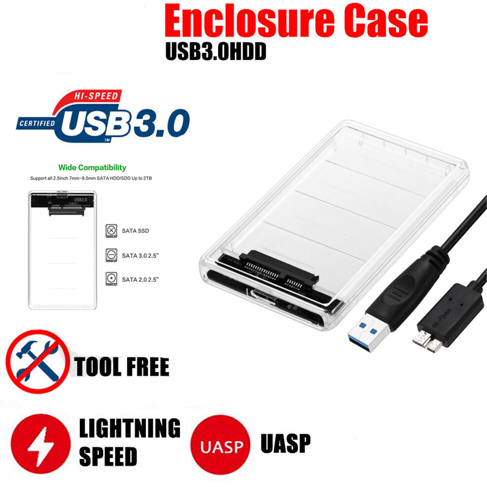 Hộp ổ cứng di động sata3 sang usb tiện dụng có đèn led kép chống va đập chống trầy xước ổ cứng ssd usb3.0 hdd thể rắn hộp đựng ổ cứng