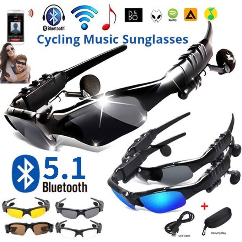 Kính Bluetooth 2 Trong 1 Có Mic, Kính Râm Ánh Sáng Phân Cực Tai Nghe, Kính Tai Nghe Không Dây Cho Kính Lái Xe Thể Thao Ngoài Trời