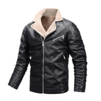 IELGY Korean mens plus fleece warm leather jacket