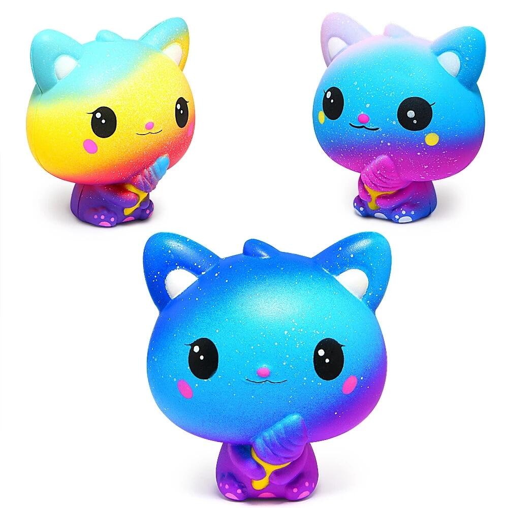 Thiên Hà Mới Kem Mèo Kitty Squishy Dây Đeo Jumbo Dễ Thương Tăng Chậm Bóp Mềm Thơm Bánh Mì Bánh Quy Trái Cây Quà Tặng Đồ Chơi Trẻ Em