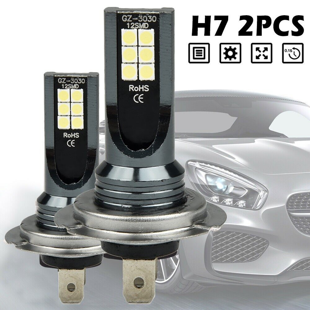 2 chiếc bóng đèn pha màu trắng siêu sáng led h7 200w 12-smd bộ bóng đèn sương mù 12v