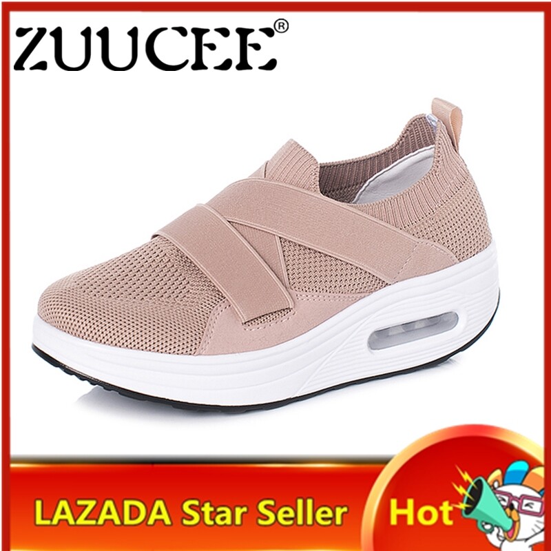 ZUUCEE Dành Cho Nữ Giày SLIP-ON Đáy Dày Nâng Chiều Cao Giày Nữ Thoáng Khí Giày Thể Thao Mẹ Giày Trval Giày