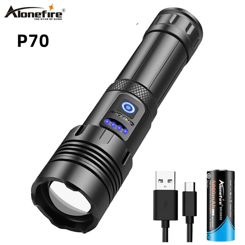 Alonefire Đèn Pin Led XHP70 Mạnh Nhất H53 Sạc USB Với Đèn Zoom Cree Để Chiếu Sáng Ngoài Trời