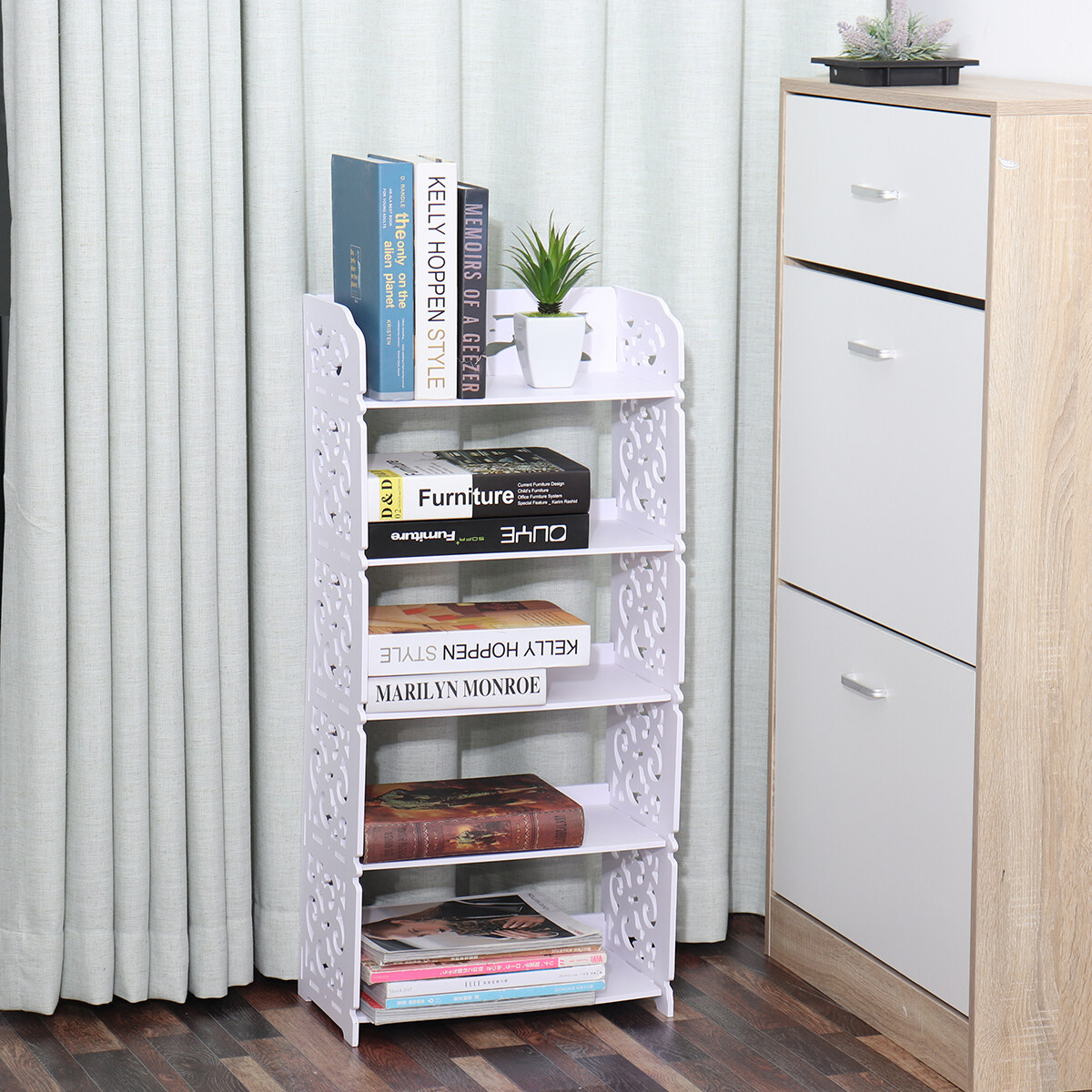 Shop Generic 3/4/5 Tier Wooden J Shoe Rack Organiser Entryway Storage