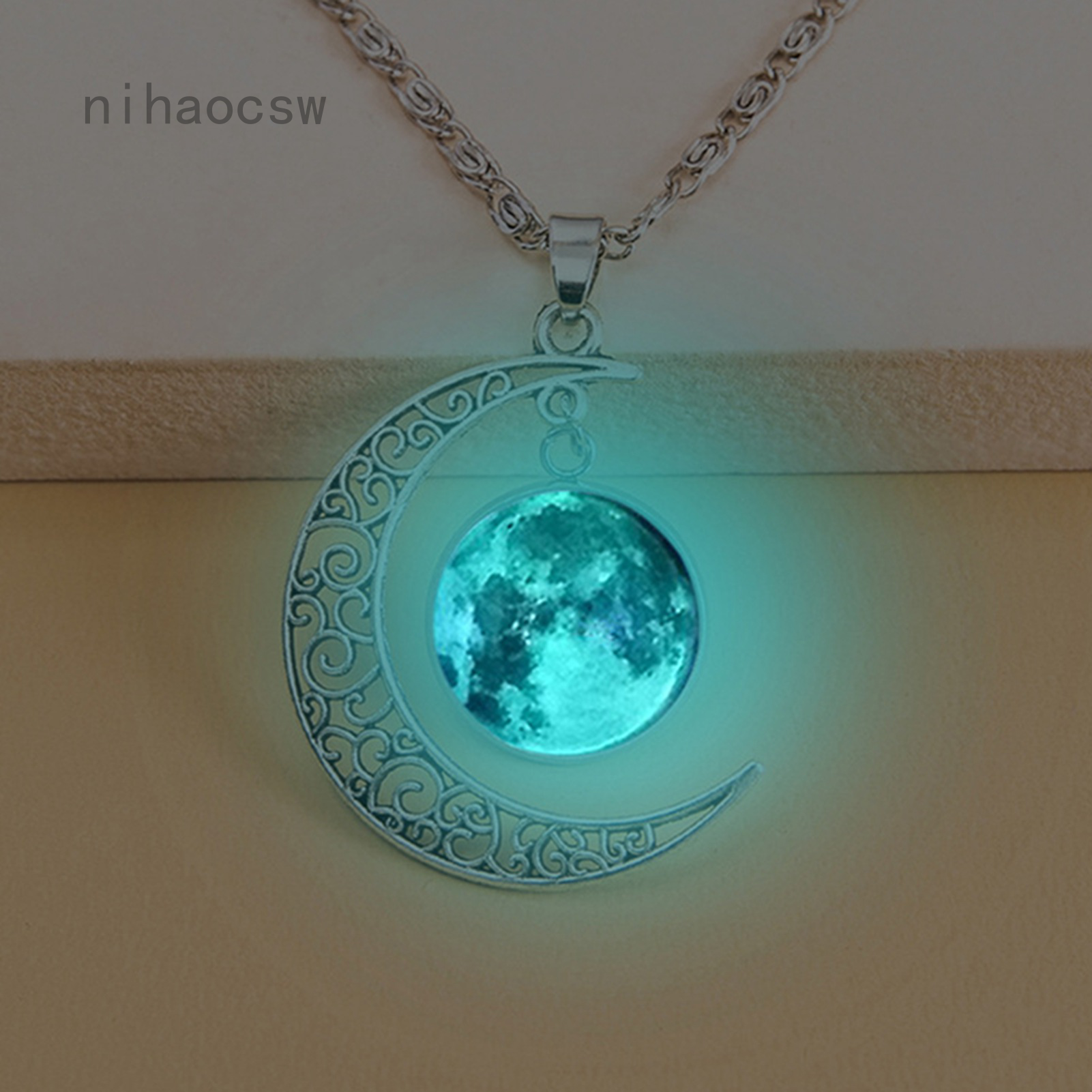 Vòng cổ mặt dây trăng sao bằng đá phát sáng phong cách cho nam và nữ