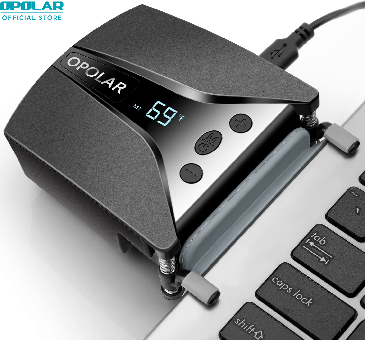 Quạt Làm Mát Máy Tính Xách Tay OPOLAR Với Màn Hình Hiển Thị Nhiệt Độ, Làm Mát Nhanh, Tự Động Phát Hiện Nhiệt Độ, 13 Tốc Độ Gió (2600-5000 Vòng/Phút), Hoàn Hảo Cho Máy Tính Xách Tay Chơi Game, Nintendo Switch