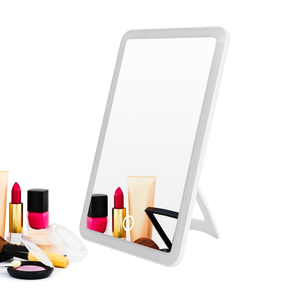 LED Makeup Mirror Touch Screen Portable Standing Folding Vanity Mirroir