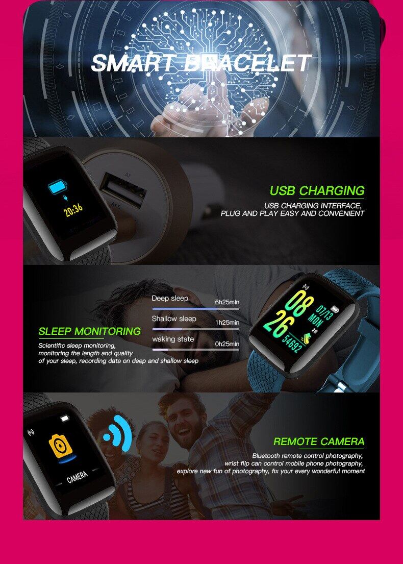 116plus smart watch sports fitness bracelet color screen bracelet sports 9