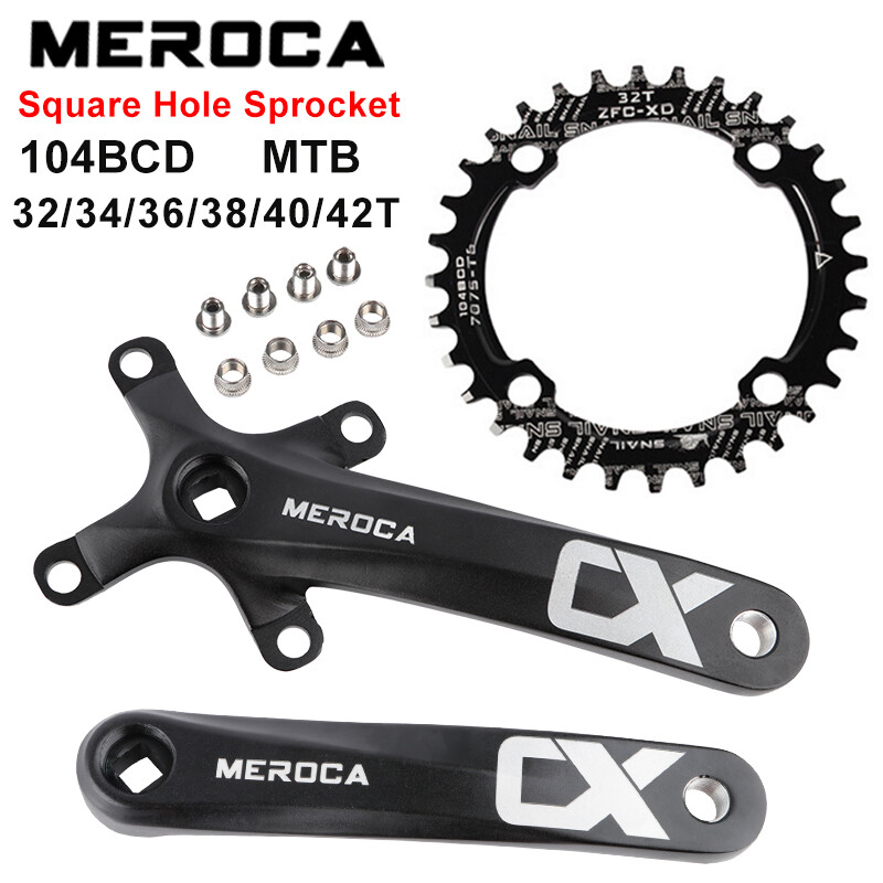 MEROCA Tay Quay Xe Đạp Leo Núi 170MM 32 34 36 38 40 42T Tay Quay 104BCD Bằng Hợp Kim Nhôm Tay Quay Xe Đạp Leo Núi Vuông