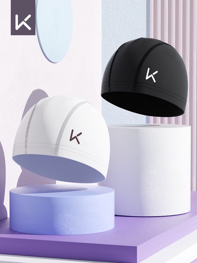 High-end❀№♞ Keep swimming cap earmuffs female cloth comfortable not le large hair cloth cap male pure color silicone waterproof swimming cap