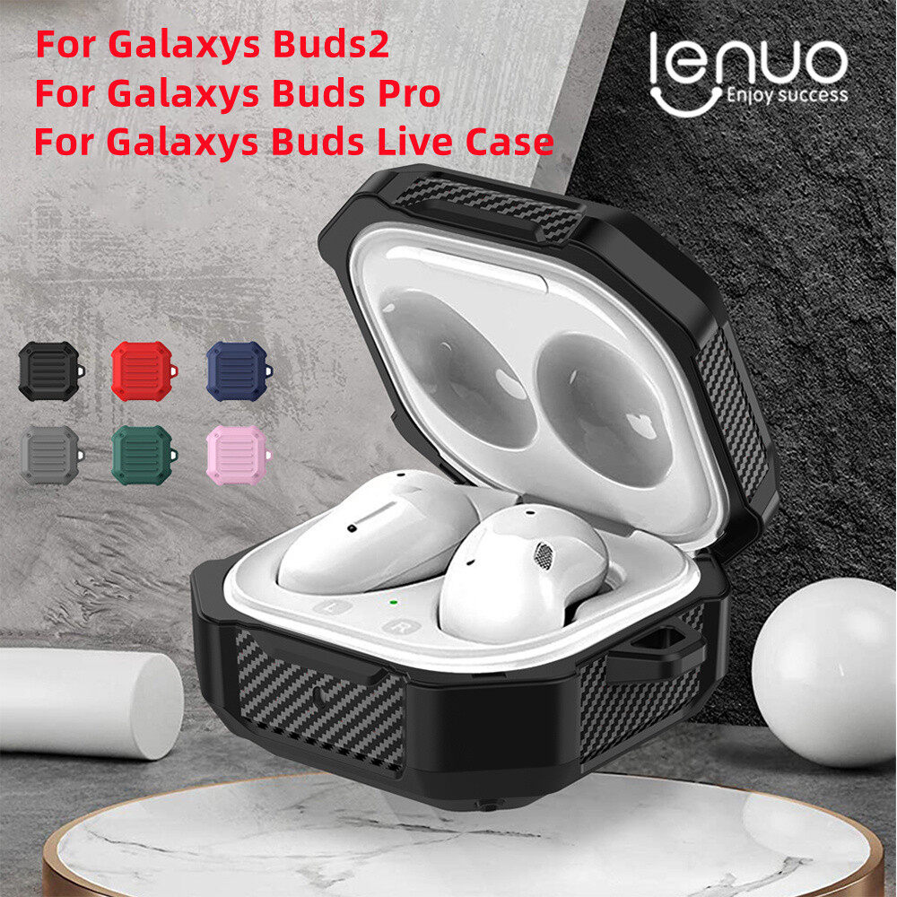 Lenuo Luxury Carbon Fiber Earphone Case For Samsung Galaxy Buds2 Pro Buds Pro Buds Live Case Textures Silicon Anti-fall Shockproof Cover Earbuds Case Accessories ราคา 113 บาท*ส่งฟรี