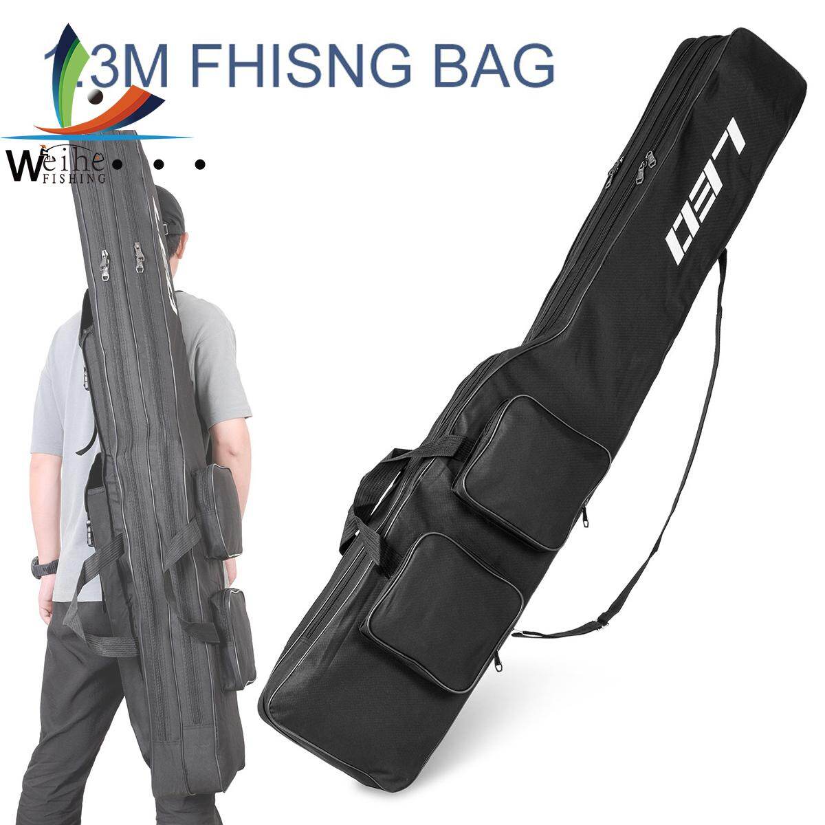 Weihe túi đựng cần câu cá 2 lớp 1.3m túi đựng cần câu cá nhiều ngăn có thể gập lại sức chứa lớn