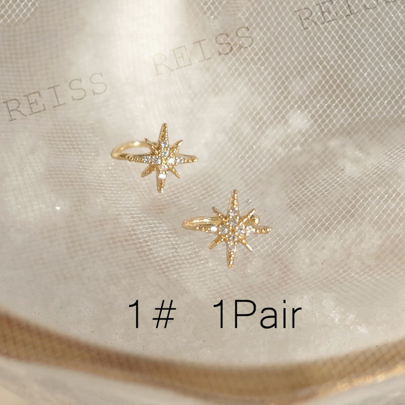 Bông Tai Quấn Hình Ngôi Sao Đơn Giản Kẹp Sụn Pha Lê Lấp Lánh, Khuyên Tai Sụn Không Xuyên Ear Cuff