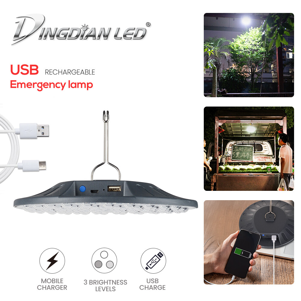 DingDian Bóng Đèn LED UFO USB 200W Có Móc, Đèn Khẩn Cấp Có Thể Sạc Lại Cho Nhà Kho Nhà Kho Trong Nhà Ngoài Trời Đi Bộ Đường Dài Lều Đọc Sách Cắm Trại Đèn Làm Việc Ban Đêm