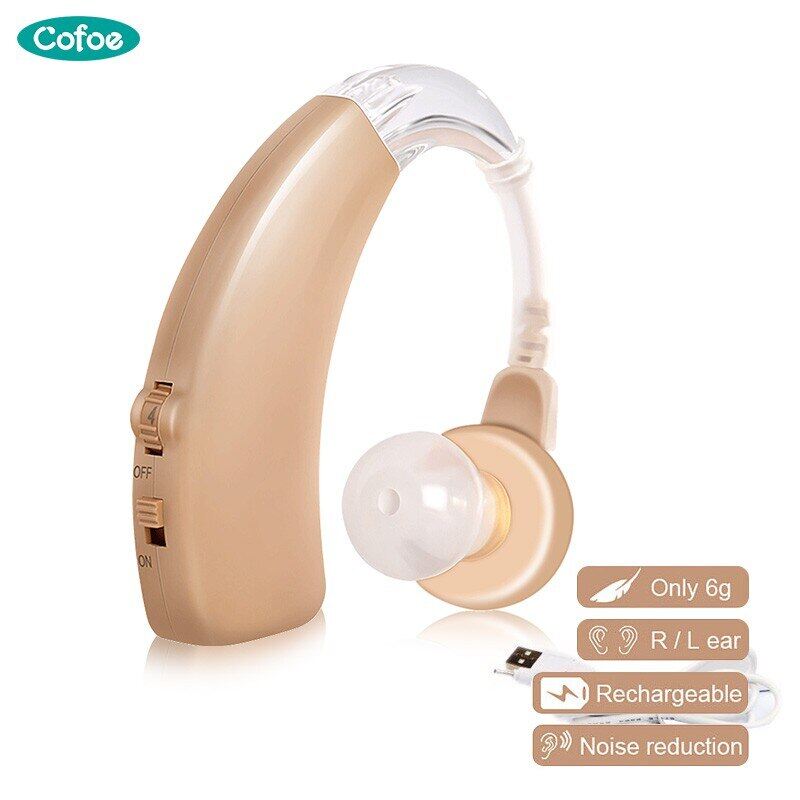 Cofoe máy trợ thính có thể sạc lại dụng cụ chăm sóc tai máy trợ thính có thể điều chỉnh cho người già/máy trợ thính có thể điều chỉnh 2 màu