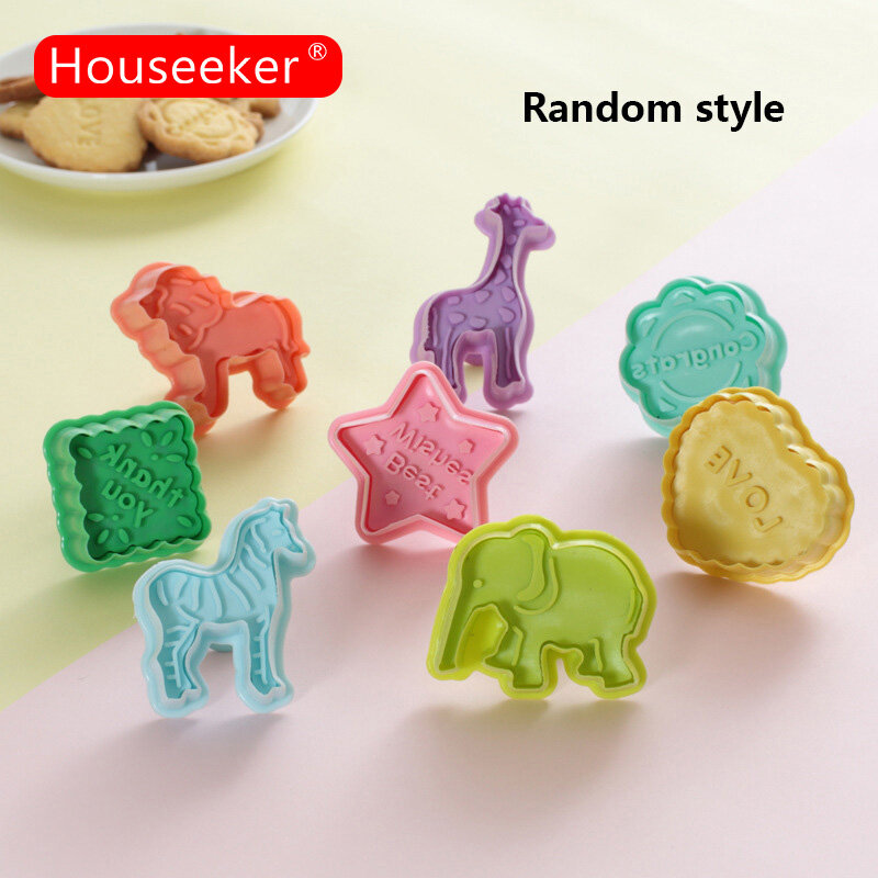 Houseeker 4 Khuôn Bánh Hoạt Hình Dễ Thương Khuôn Lò Xo Ép Vui Nhộn, Dụng Cụ Làm Bánh Quy Kẹo Mềm Tự Làm Bánh Quy, Màu Sắc Ngẫu Nhiên