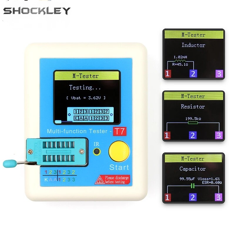 Shockley chính thức lcr-t7 máy kiểm tra bóng bán dẫn mới máy kiểm tra điện dung bóng bán dẫn diode tft máy kiểm tra esr lcr máy kiểm tra đa năng npn pnp mosfet đồng hồ vạn năng màn hình tft 160x128