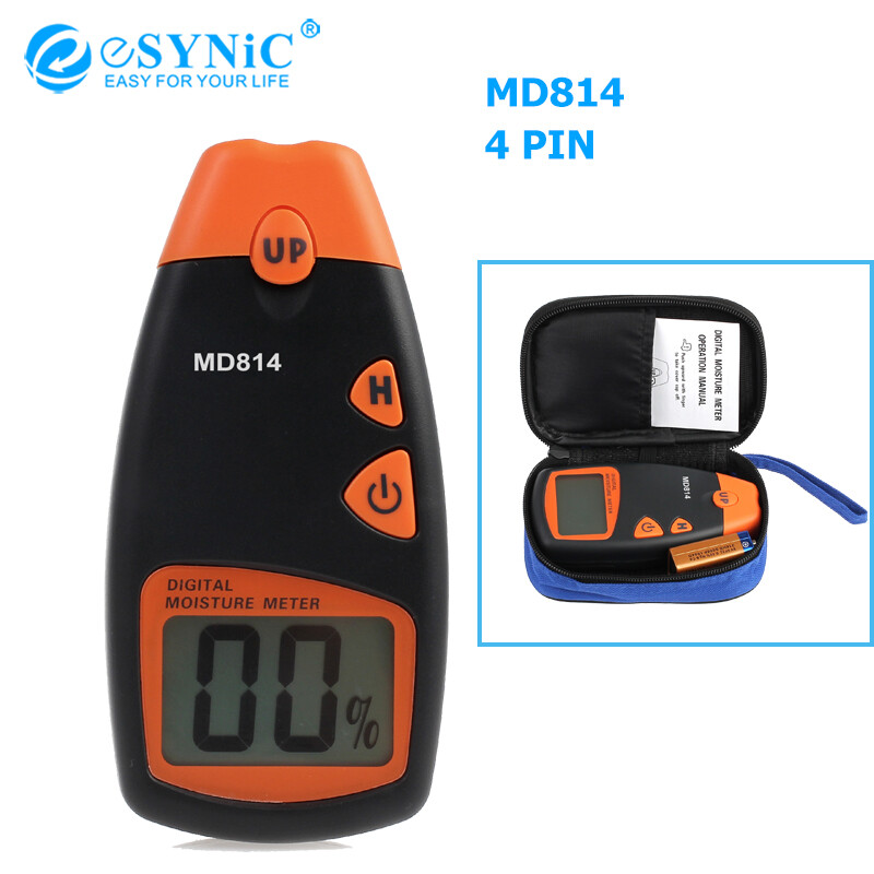 ESYNIC Máy Đo Độ Ẩm Mini Cầm Tay 4 PIN Máy Đo Độ Ẩm Gỗ LCD Kỹ Thuật Số Máy Kiểm Tra Độ Ẩm Máy Đo Độ Ẩm Gỗ Máy Kiểm Tra Độ Ẩm Cho Gỗ Gỗ Vách Thạch Cao Cây Tấm Vữa Đá Với Màn Hình LCD Đèn Nền
